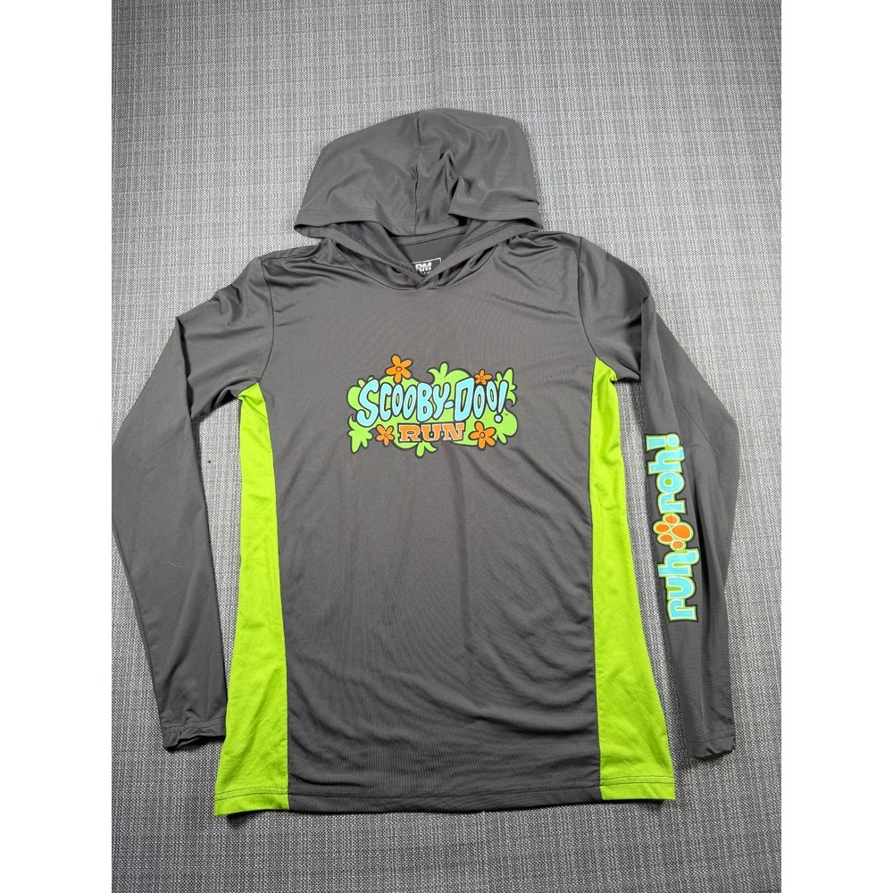 Running Man Hoodie Womens Charcoal Gray Stretch Graphic Scooby Doo Run Athletic